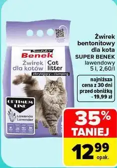 Carrefour Żwirek bentonitowy dla kota SUPER BENEK lawendowy oferta