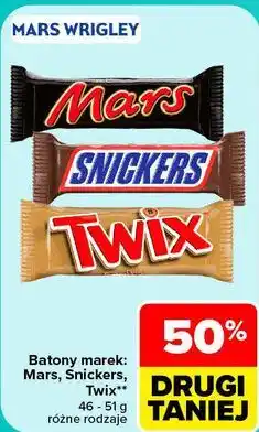 Carrefour Batony Mars, Snickers, Twix różne rodzaje oferta