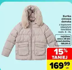 Carrefour Kurtka zimowa damska z kapturem obszytym futerkiem oferta