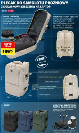 Carrefour Plecak do samolotu próżniowy z dodatkową kieszenią na laptop Semi Line oferta