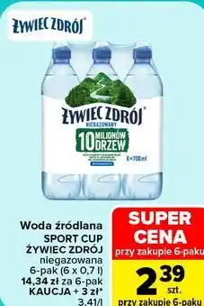 Carrefour Woda źródlana Sport Cup Żywiec Zdrój niegazowana oferta