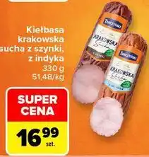 Carrefour Kiełbasa krakowska sucha z szynki, z indyka Tarczyński oferta