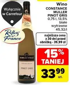Carrefour Wino CONSTANCE MULLER PINOT GRIS Reflets de France oferta