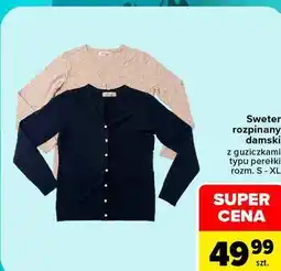 Carrefour Sweter rozpinany damski z guziczkami typu perełki oferta
