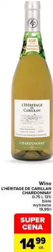 Carrefour Wino L'HÉRITAGE DE CARILLAN CHARDONNAY białe wytrawne oferta