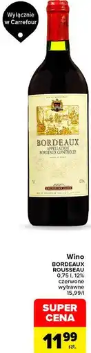 Carrefour Wino BORDEAUX ROUSSEAU czerwone wytrawne oferta