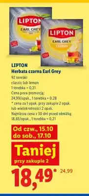 Lidl Herbata czarna Earl Grey Lemon Lipton oferta