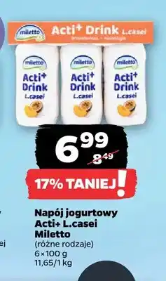 Netto Napój jogurtowy Acti+ L.casei 6-pak Miletto oferta