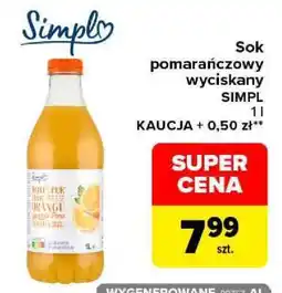 Carrefour Sok pomarańczowy wyciskany SIMPL oferta