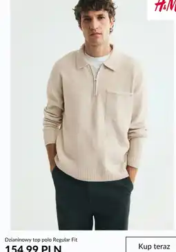 H&M H&M Dzianinowy top polo Regular Fit oferta