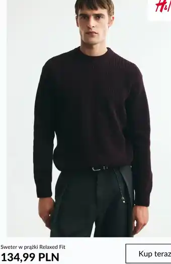 Sweter w prążki Relaxed Fit