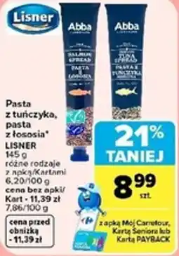 Carrefour Market Pasta z tuńczyka, pasta z łososia Lisner oferta