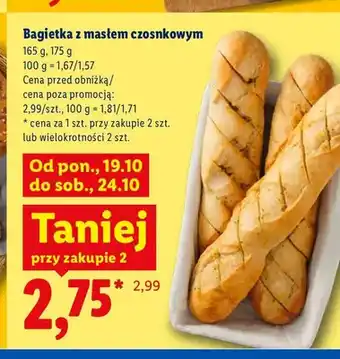 Lidl Bagietka z masłem czosnkowym Piekarnia Lidla oferta