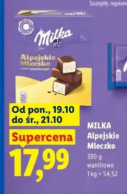 Lidl Alpejskie Mleczko waniliowe Milka oferta