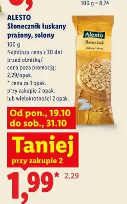 Lidl Słonecznik łuskany prażony solony Alesto oferta