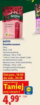 Lidl Żurawina suszona Alesto oferta