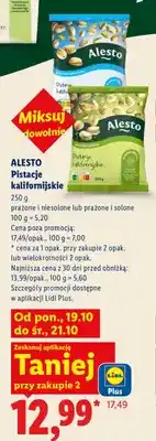 Lidl Pistacje kalifornijskie prażone i niesolone Alesto oferta