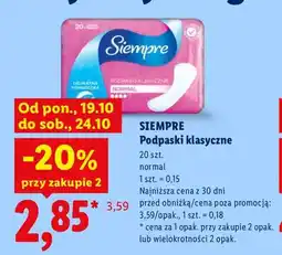 Lidl Podpaski klasyczne normal Siempre oferta
