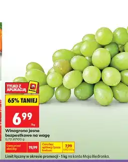 Biedronka Winogrona jasne bezpestkowe na wagę oferta