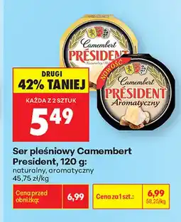 Biedronka Ser pleśniowy Camembert naturalny Président oferta