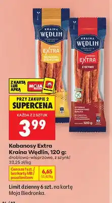 Biedronka Kabanosy Extra z szynki Kraina Wędlin oferta