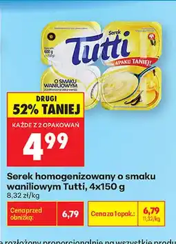 Biedronka Serek homogenizowany o smaku waniliowym Tutti 4-pak oferta