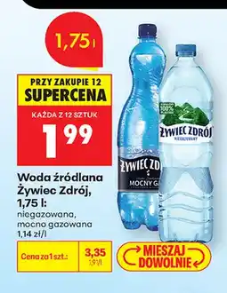 Biedronka Woda źródlana gazowana Żywiec Zdrój mocno oferta