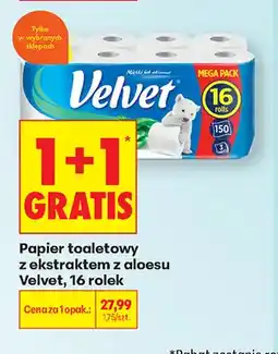 Biedronka Papier toaletowy z ekstraktem z aloesu Velvet 16-pak oferta
