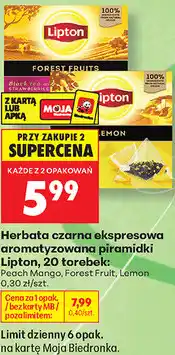 Biedronka Herbata czarna ekspresowa aromatyzowana pyramidki Lipton oferta
