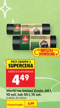 Biedronka Worki na śmieci Zosia, 60 l, 10 szt. lub 35 l, 15 szt oferta
