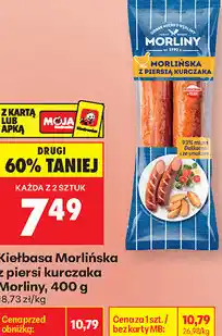 Biedronka Kiełbasa Morlińska z piersi kurczaka Morliny oferta