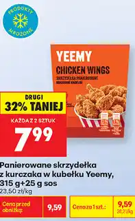 Biedronka Panierowane skrzydełka z kurczaka w kubełku Yeemy, 315 g+25 g sos oferta