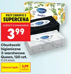Biedronka Chusteczki higieniczne 3-warstwowe Queen, 120 szt oferta
