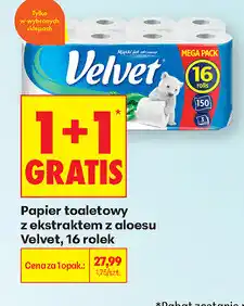 Biedronka Papier toaletowy z ekstraktem z aloesu Velvet, 16 rolek oferta