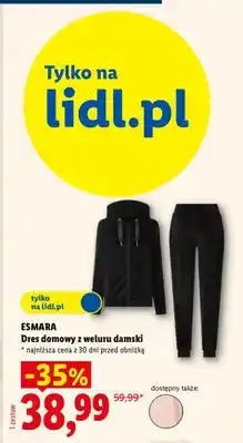 Lidl Dres domowy z weluru damski Esmara oferta