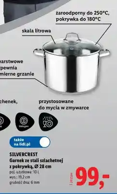 Lidl Garnek ze stali szlachetnej z pokrywką Ø28 cm Silvercrest oferta