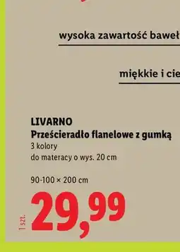 Lidl Prześcieradło flanelowe z gumką Livarno 90-100x200 cm oferta