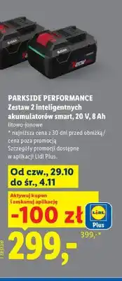 Lidl Zestaw 2 inteligentnych akumulatorów smart 8Ah litowo-jonowe Parkside Performance oferta