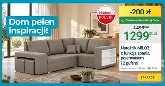 ERLI Narożnik Milo3 z funkcją spania, pojemnikiem i 2 pufami oferta