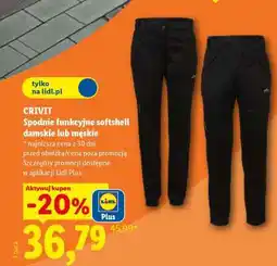 Lidl CRIVIT Spodnie funkcyjne softshell damskie lub męskie oferta