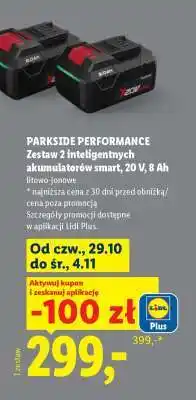 Lidl PARKSIDE PERFORMANCE Zestaw 2 inteligentnych akumulatorów smart, 20 V, 8 Ah oferta