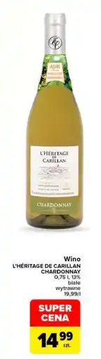 Carrefour Wino L'HÉRITAGE DE CARILLAN CHARDONNAY oferta
