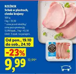 Lidl RZEŹNIK Schab w plastrach, cienko krojony oferta