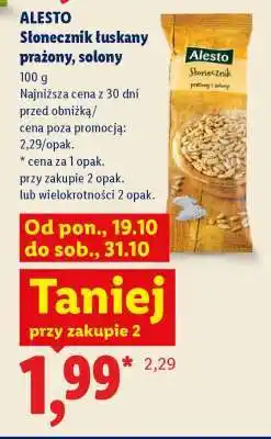 Lidl ALESTO Słonecznik łuskany prażony, solony oferta
