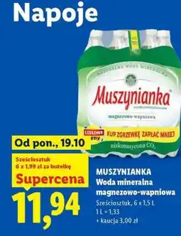 Lidl MUSZYNIANKA Woda mineralna magnezowo- -wapniowa oferta