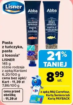 Carrefour Market Pasta z tuńczyka, pasta z łososia* Lisner oferta