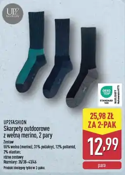 ALDI Skarpety outdoorowe z wełną merino, 2 pary oferta