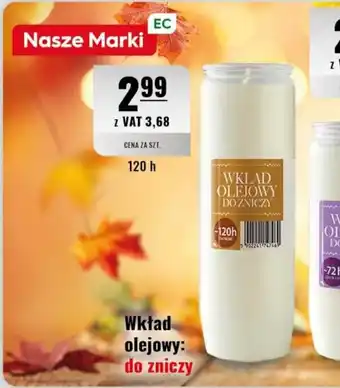 Wkład olejowy: do zniczy