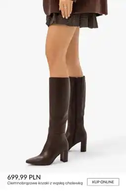 Ryłko Ciemnobrązowe kozaki z wąską cholewką oferta