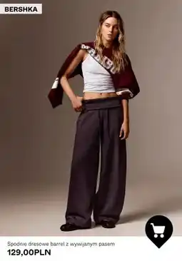 Bershka Spodnie dresowe barrel z wywijanym pasem Bershka oferta